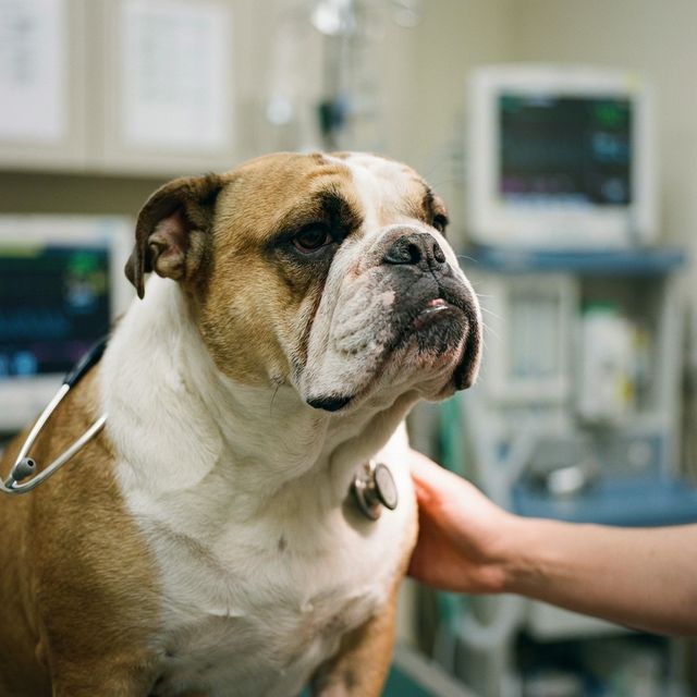 English Bulldog recovering from airway surgery