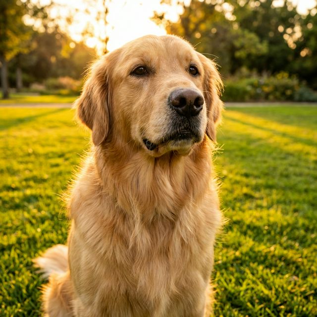 Happy Golden Retriever in a sunny park