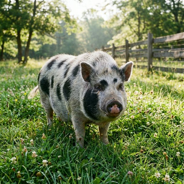 Mini pig on grass
