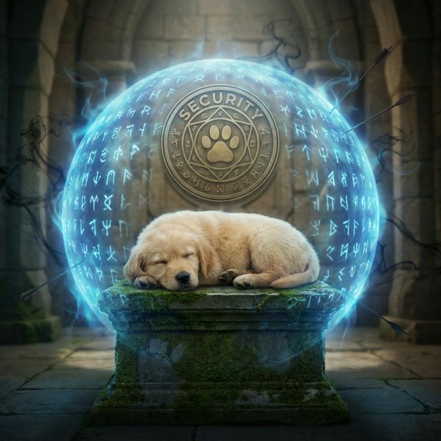 Puppy protected by magic shield