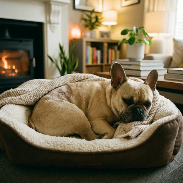 Senior French Bulldog looking at camera