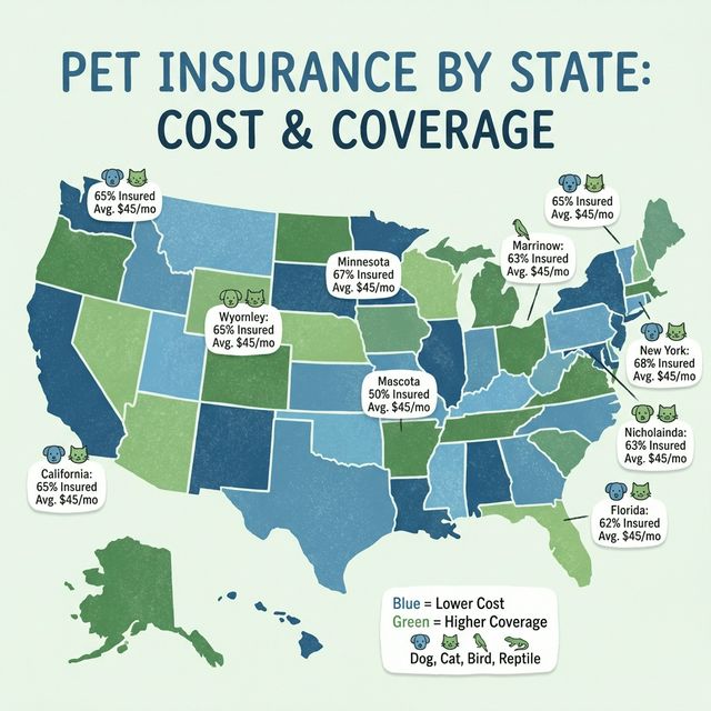 US map showing pet insurance adoption by state